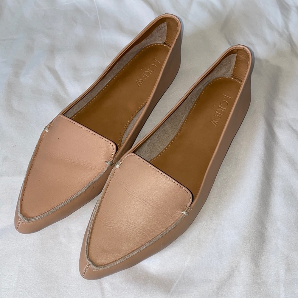 J. Crew tan pointy flats size 7
